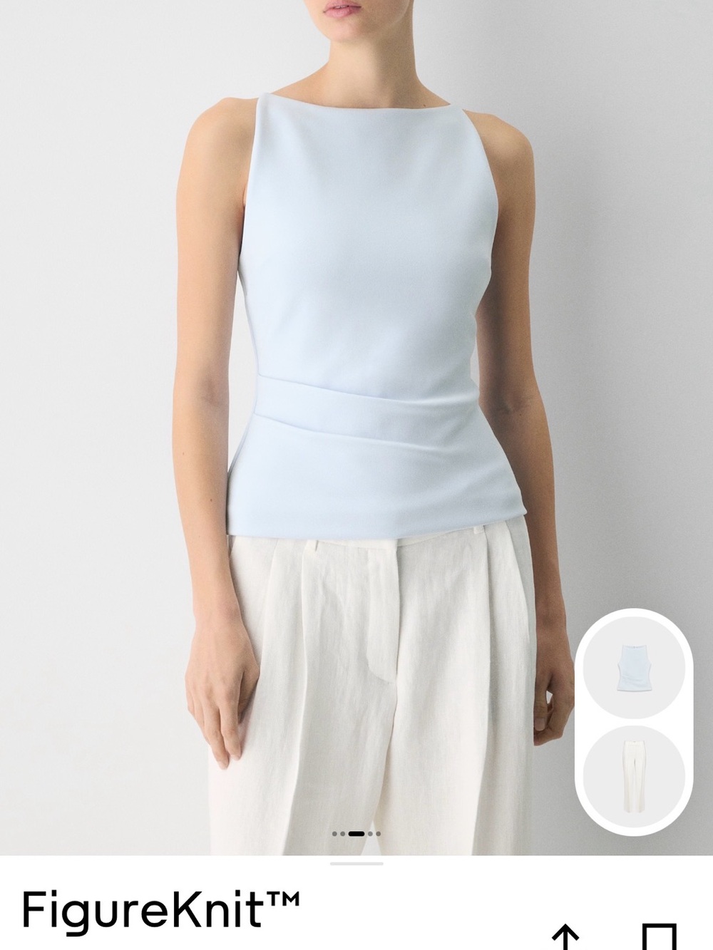 Babaton Light Blue Boatneck Sleeveless Top - Picture 2 of 5